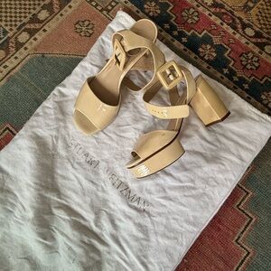 Stuart Weitzman Tan Platform Shoes with Block Heel